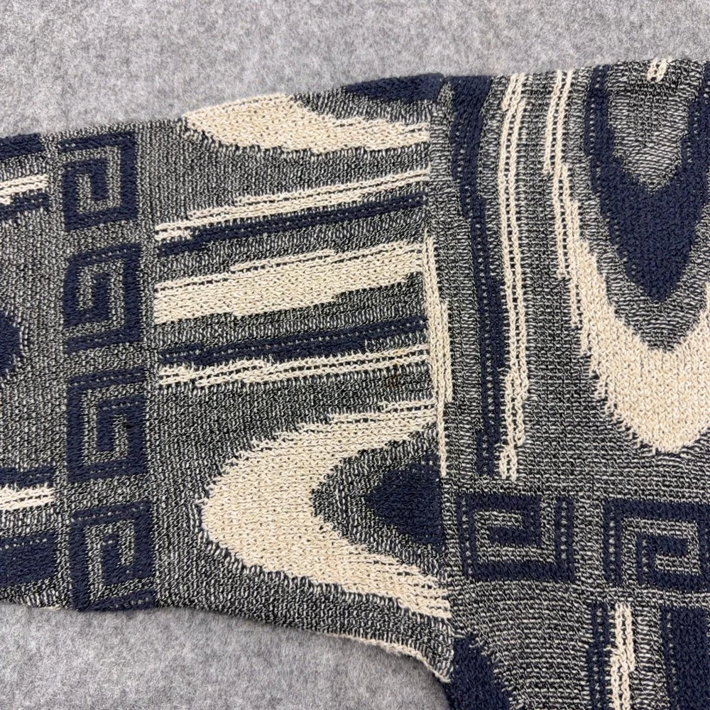 VTG Mondo Sweater Mens Medium Beige Gray Abstract Geometric 3D Knit Italy 90s